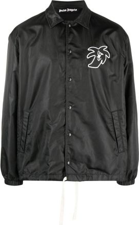 Palm Angels Black Printed Coach Jacket