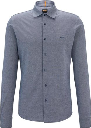 HUGO BOSS Mysoft_2_M - Heren - Casual Overhemden - Blauw - 2XL - Katoen - Overhemden