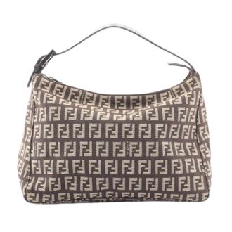 Fendi Pre-owned Shoulder Bags, female, Brown, Size: ONE SIZE Pre-owned Zucchino Canvas Leather Handbag