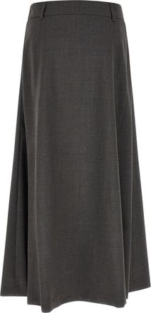 PESERICO Flared A-Line Virgin Wool Skirt - Anthracite