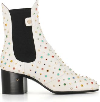 Laurence Dacade Angie Enkelboot - Dames - Laarzen met Hak - Wit - 38 1/2 EU - Leer - Schoenen