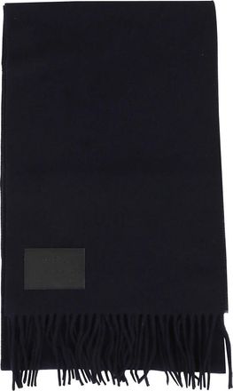 Hogan Blauwe Sjaal met Franjes en Logo - Heren - Wintersjaals - Zwart - ONE Size - Wol - Accessoires