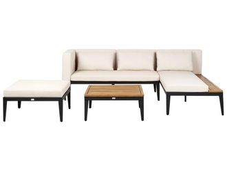 Beliani Conjunto de jard&iacute;n de madera beige 3 personas