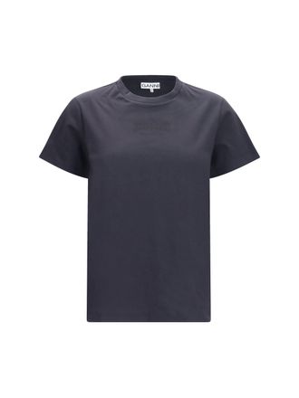 Ganni Womens Crewneck T-Shirt Phantom Cotton T-Shirts & Jerseys