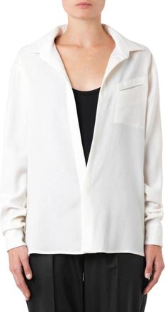 Baja East Cream Wool-Crepe Point Collar Blouse Size XS