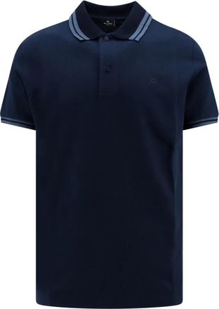 Etro Polo Shirt met Pegaso-borduursel - Heren - Polos - Blauw - 3XL - Katoen - Tops