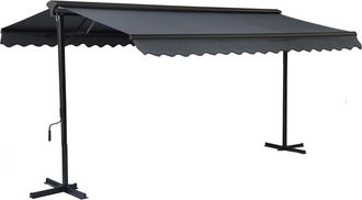 Oviala Toldo a dos aguas con caja de 3 x 4 m en aluminio gris antracita