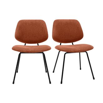 Miliboo Miliboo - Set De 2 Sillas De Dise&ntilde;o De Tejido Efecto Aterciopelado Terracota Y Metal Negro Barnet