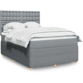 vidaXL Vidaxl - Cama Box Spring Con Colch&oacute;n Tela Gris Claro 140x190 Cm