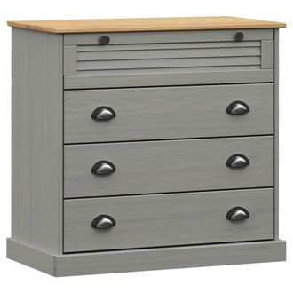 vidaXL C&oacute;moda Vigo Madera Maciza Pino Gris 80x40x76 Cm Vidaxl
