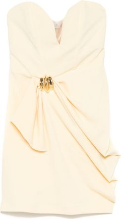 Elisabetta Franchi Butter Yellow Mini Dress With Draped Detail