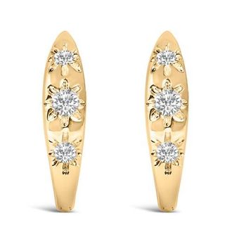 House of Brilliance 10K Gold 1/5 Cttw Lab Grown Diamond Three Stone Huggie Hoop Earrings in Yellow at Nordstrom