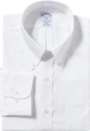 Brooks Brothers Regular Fit Non-Iron Katoenen Overhemd - Heren - Casual Overhemden - Wit - XS - Katoen - Overhemden