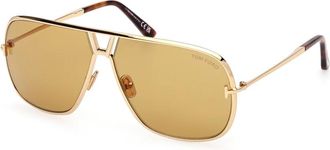 Tom Ford Stavros Zonnebril - Heren - Zonnebrillen - Geel - 63 MM - Accessoires