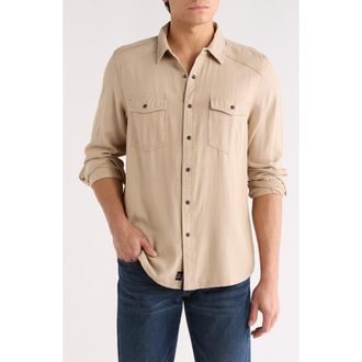 Lucky Brand Herringbone Crossdye Western Long Sleeve Button-Up Shirt in Silver Mink at Nordstrom Rack, Size Xx-Large