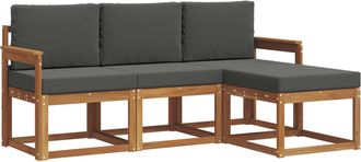 vidaXL Conjunto De Sof&aacute;s De Exterior 4 Uds. Natural Y Antracita Vidaxl