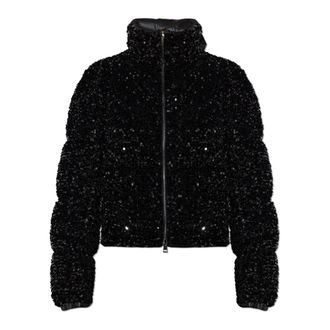 Moncler Down Jackets, female, Black, Size: M Quilted down jacket Louvi