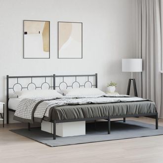 vidaXL Estructura Cama Sin Colch&oacute;n Con Cabecero Metal Negro 193x203 Cm Vidaxl