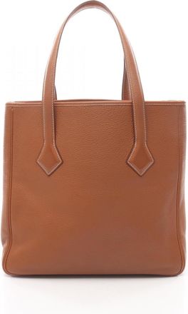 Herm&egrave;s Brown Gold Brown Leather Tote Bag (Pre-Owned)