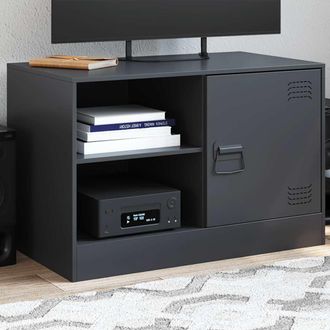 vidaXL Vidaxl - Mueble Para Tv De Acero Negro 67x39x44 Cm