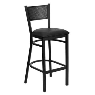 Flash Furniture Black Grid Back Metal Restaurant Barstool - Black Vinyl Seat