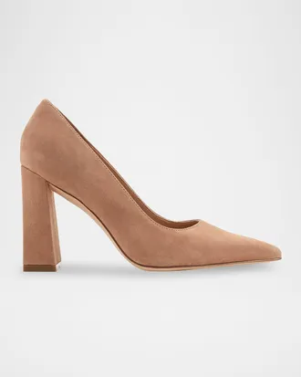 Marc Fisher Minny Suede Snip Toe Block-Heel Pumps