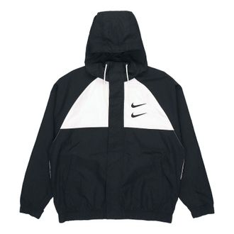 Nike Swoosh Windproof Sports Woven Hooded Jacket Black DJ9647-011