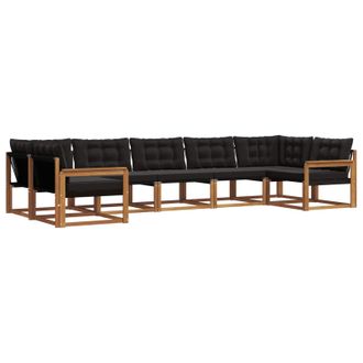 vidaXL Set Di Divani Da Esterno 7 Pz Naturale E Nero Vidaxl