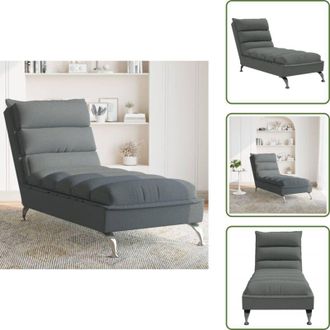 vidaXL Tessuto - vidaXL Chaise Longue con Cuscini Grigio Scuro in Tessuto - Compensato