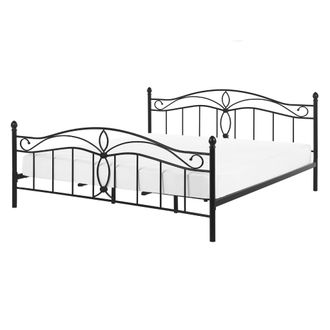 Beliani Cama De Metal Negra 140 X 200 Cm Somier Listones Estilo Vintage Retro Boho Dormitorio Antlia
