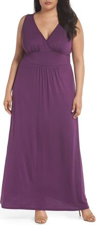 Loveappella Surplice Maxi Dress in Purple Dark at Nordstrom, Size 1X