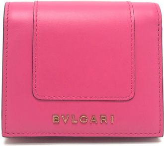 Bulgari Black Pink Leather Wallet (Tri-Fold) (Pre-Owned)