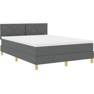 vidaXL Vidaxl - Cama Box Spring Con Colch&oacute;n Gris Oscuro 140 X 200 Cm Tela