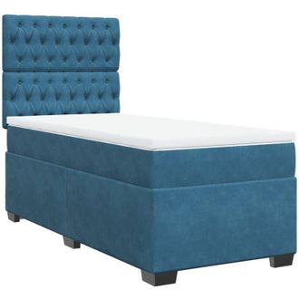 vidaXL Cama Box Spring Con Colch&oacute;n Terciopelo Azul 90x190 Cm Vidaxl