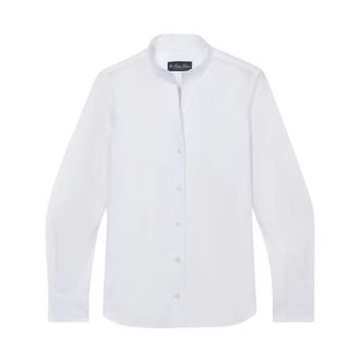 Brooks Brothers Poplin Overhemd met Opstaande Kraag - Dames - Overhemden - Wit - L - Katoen - Overhemden