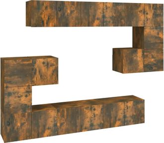 vidaXL Set De Muebles De Tv 10 Pzas Madera Contrachapada Roble Ahumado Vidaxl