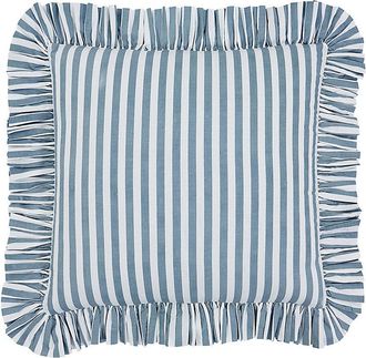 Ballard Designs Classic Stripe Ruffled Pillow - Cornflower 20 x 20 - Ballard Designs