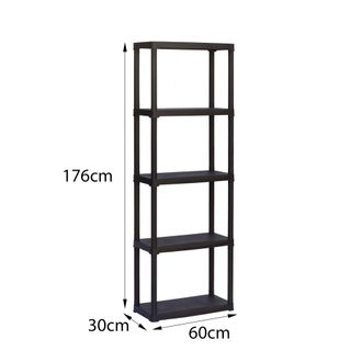Dmora Estante De 3 Estantes En Polipropileno, Estantes Multiusos Para Interiores O Externos, 100% Made In Italy, 60x30h176 Cm, Color Antracita, Con Embalaje