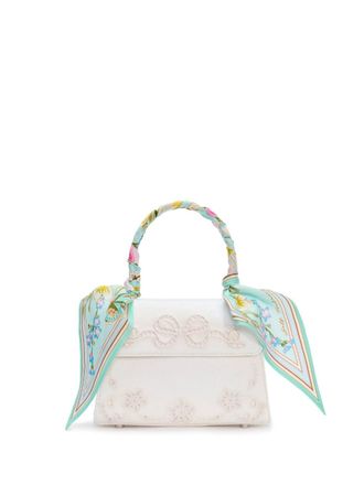 Self Portrait Linen Floral Mini Bag