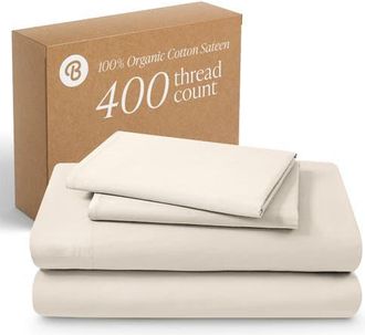 Bare Home 400 Thread Count Organic Cotton Sateen Sheet Set in French Beige at Nordstrom, Size California King