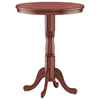Costway Costway Round Pub Pedestal Side Table w/ Stable Base Wooden Dining Table in Dark Brown