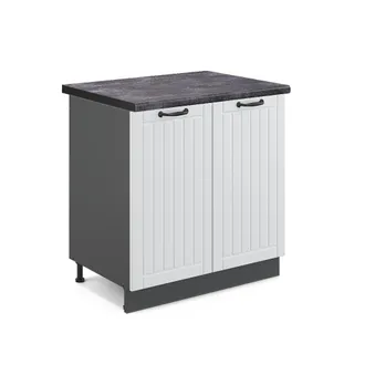 Vicco Armario Bajo Para Fregadero Fame-line, Blanco Casa De Campo, 80 Cm, Et Antracita Vicco