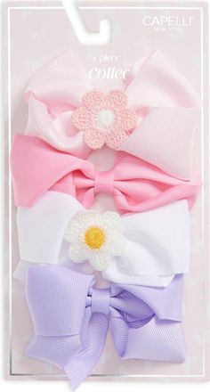 Capelli Kids Assorted 4-Pack Hair Bows in Pink Combo at Nordstrom
