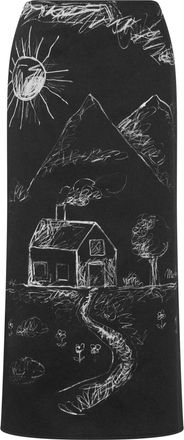 Moschino Gonna con stampa illustrazione - Nero