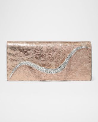 Alexis Bittar Crystal Curve Metallic Leather Clutch Bag