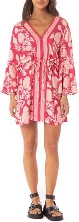 Maaji Candy Flowery Joy Long Sleeve Cover-Up Mini Sundress in Bright Red at Nordstrom Rack, Size Medium
