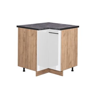 Vicco Armario De Esquina Fame-line, Blanco Alto Brillo, 80.5 Cm, Et Antracita