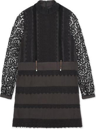 Fortela Crochet Satin Mini Dress in Black at Nordstrom, Size 42 Eu
