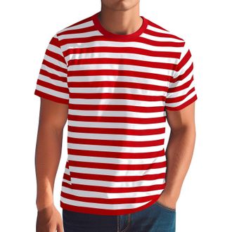 Generic Mens Basic T Shirts Mens Clothing Short Sleeve T Shirt 2025 Gifts Mens Striped Full Print Shirt Short Sleeve T Shirts T-Shirt Mens Plain & Stripedtwin