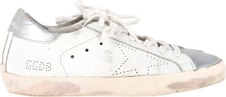 Golden Goose Super Star Low-Top Sneakers in White Calfskin Leather